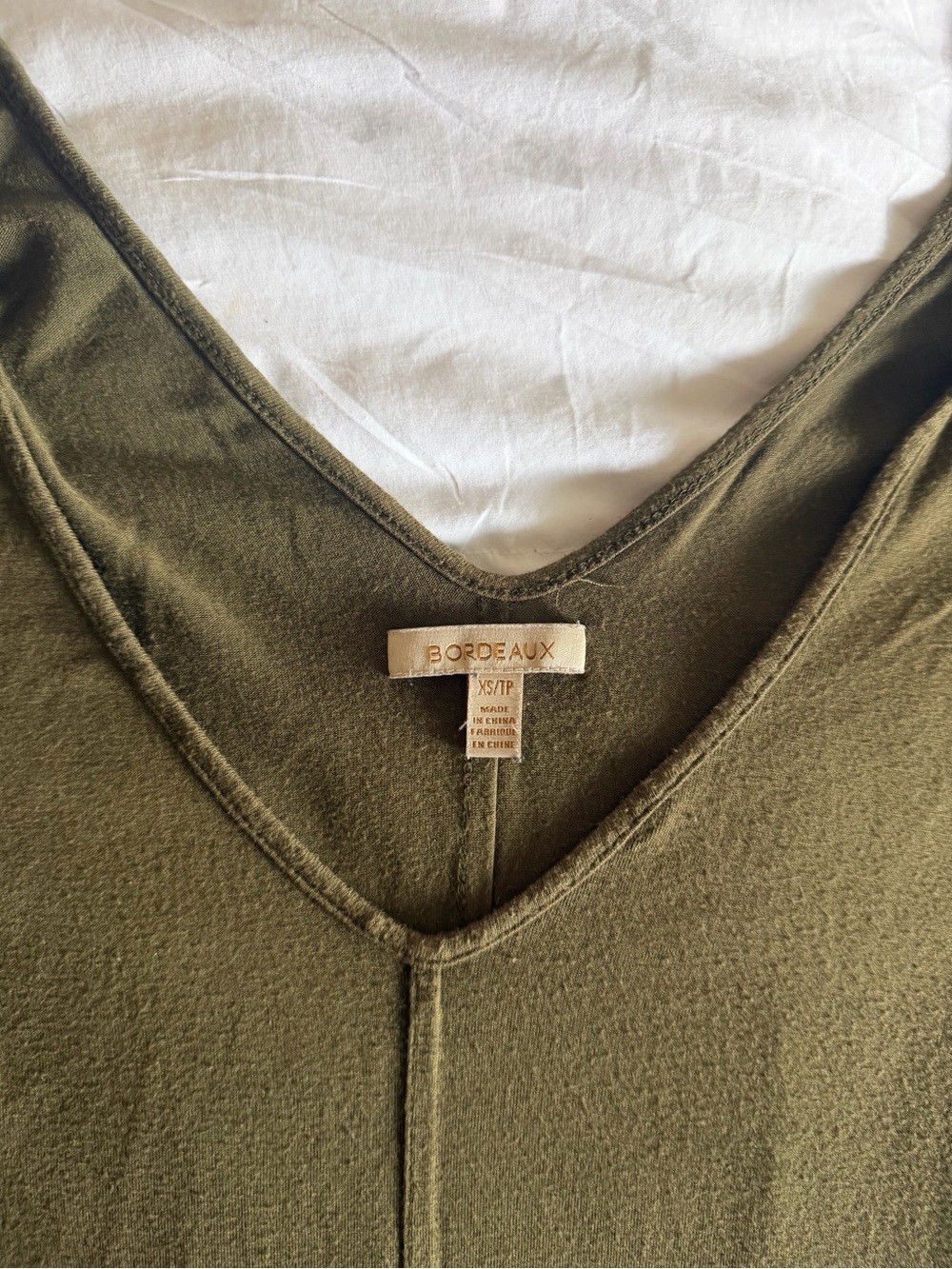 Bordeaux Olive Rayon V-Neck Top